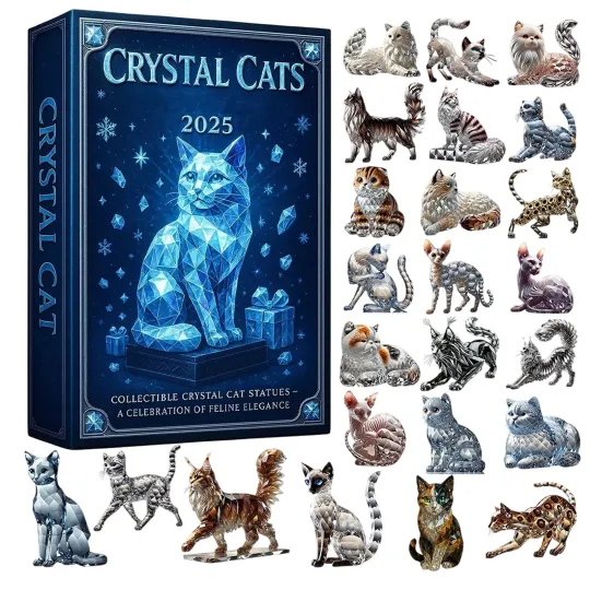 Discover Crystal Cats Advent Calendar 2025, 24 Days 2D Acrylic Crystal Kitten Ornaments