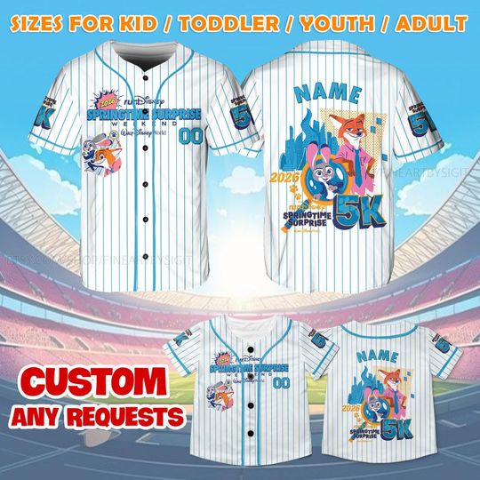 Discover runDisney Springtime Surprise Weekend 5K Baseball Jersey, runDisney Judy Hopps Nick Wilde Jersey, Zootopia Running Shirt, Disney Race Shirt