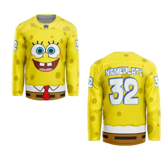 Spongebob Custom Hockey Jersey Fullsize, Gift For Fans, Christmas Gift