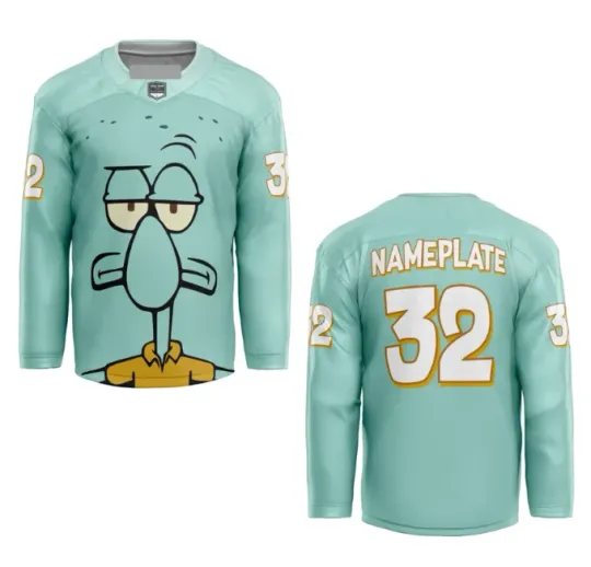 Discover Squidward Custom Hockey Jersey Fullsize, Gift For Fans, Christmas Gift