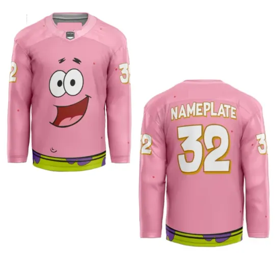 Discover Patrick Star Custom Name And Number Hockey Jersey, Gift For Fans, Christmas Gift