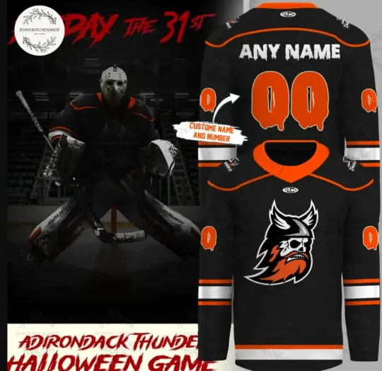 Discover Adirondack Thunder Halloween Game 2025 Custom Name And Number Hockey Jersey