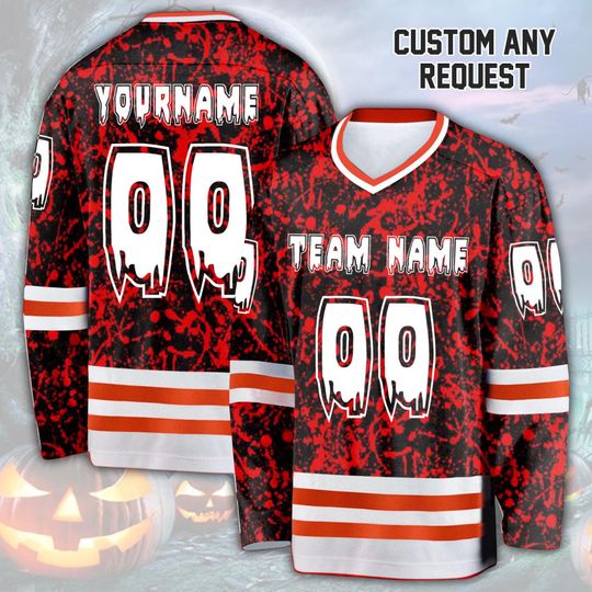 Discover Custom Halloween Hockey Jersey For Men Women Kids, Scary Jersey Shirt