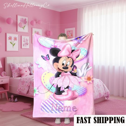 Discover Personalized Disney Mickey Mouse Fleece Blanket with Custom Name Birthday Gift for Kids