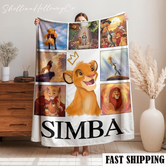 Discover Personalized Lio.n King Fleece Blanket, Simb & Friends, Baby Shower Gift