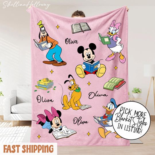 Discover Personalized Mouse Name Fleece Blanket for Kids, Cartoon Style Gift