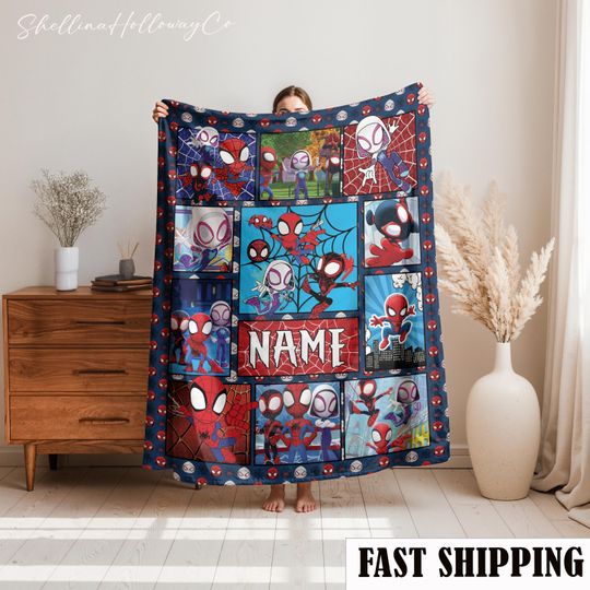 Discover Custom Hero Christmas Fleece Blanket Her.o Squad and Snowman Design