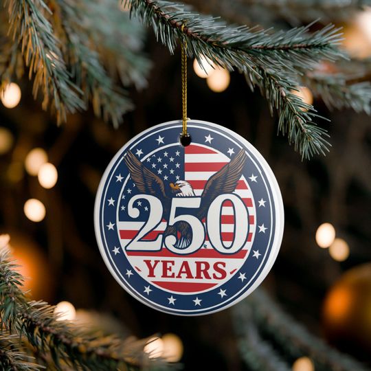 Discover 250 Years Eagle American Flag Ornament | Ceramic Decoration