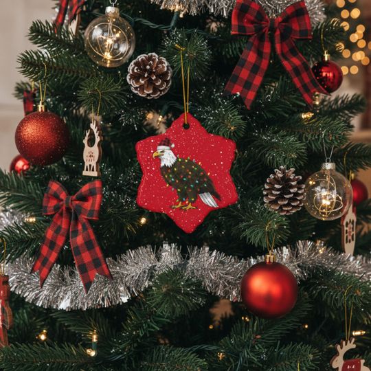 Discover Bald Eagle Christmas Ornament, Patriotic Bird American Ornament Gift, Snowflake Shaped Holiday Decor