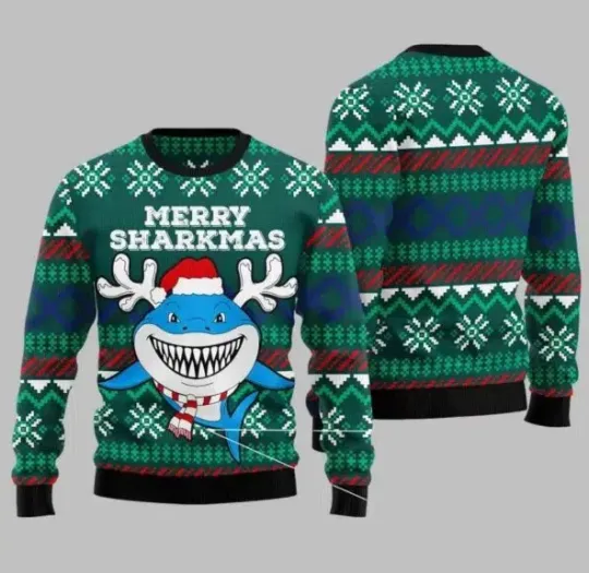 Discover Baby Shark Merry Sharkmas Ugly Christmas Sweater