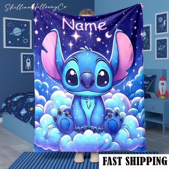 Discover Custom Stitc.h Blanket, Magic Kingdom Blanket, Custom Name Blanket, Blue Monster Blanket, Birthday Gift, Stit.ch Blanket Baby Blanket