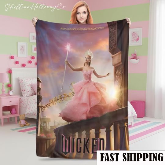 Wicked Change For Good Blanket, Elphaba and Glinda Fleece Blanket, Wizard of Oz Musical Gift
