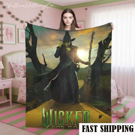 Discover Wicked Change For Good Blanket, Defy Gravity Broomstick Magic Wand, Wizard Movie, Wicked Musical Fan Gift, Wizard of O.z Blanket