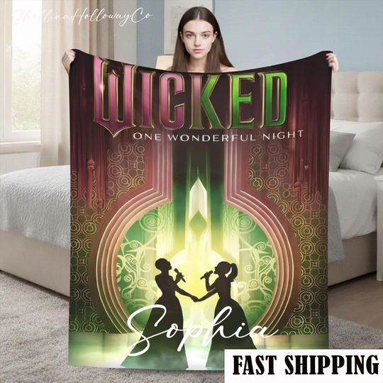 Discover Wi.cked Change For Good Blanket, Elphaba And Glinda Blanket, Wicke.d Blanket, Wic.ked Musical Gift, Wiz.ard Movie Wiz.ard Blanket