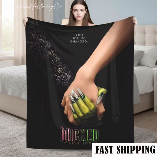 Discover Wicked Changed for Good Fleece Blanket, Witchy Throw Blanket, Cozy Gothic Fleece Gift, Musical Theater Decor, Green Magic Style