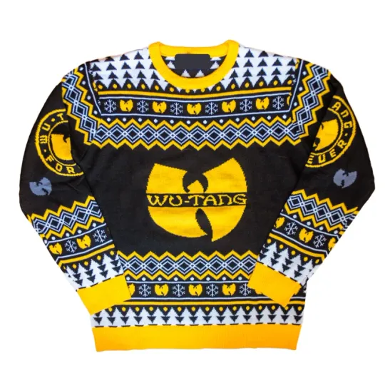 Discover w tang band Clan Logo Snowflakes Yellow Black White Ugly Christmas Sweater