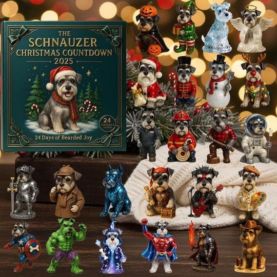 Discover Schnauzer 2D Acrylic Advent Calendar 2025  24 Days of Dog Figurine Surprises