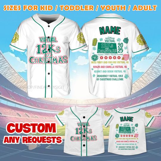 Discover runDisney Virtual 12Ks of Christmas Jersey Shirt, Disney Miss Piggy and FF Band FF Band, Kermit and Robin 4K Jersey, Muppets Matching Jersey Shirt