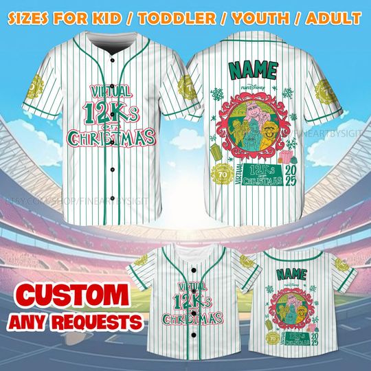 Discover Muppets Themed runDisney 12Ks of Christmas Jersey,  Miss Piggy Kermit Gonzo Running Jersey, Muppets Matching Jersey, Disney Marathon Shirt