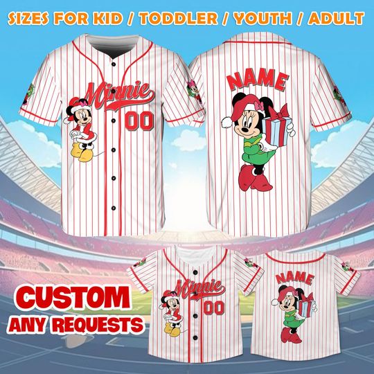 Discover Minnie Christmas Jersey Shirt, Minnie Mouse Christmas Party Shirt, Disney World Christmas Shirt, Minnie Mouse Jersey, Family Disney Gift