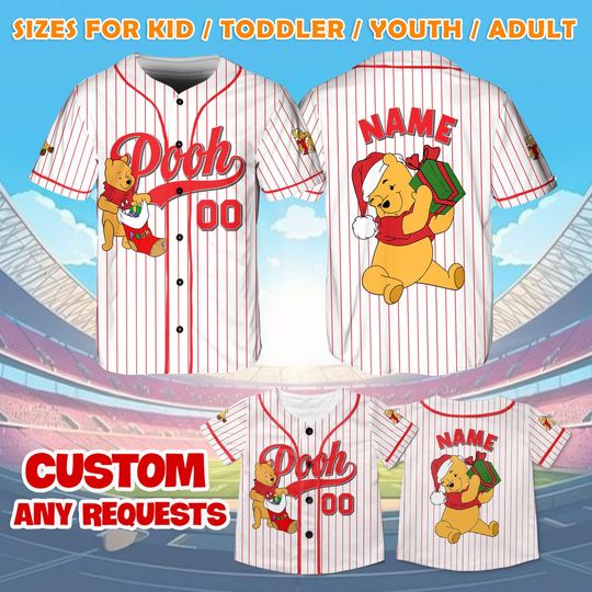 Discover Pooh Bear Christmas Jersey, Winnie the Pooh Fan Gift, Disney Christmas Trip Shirt, Winnie the Pooh Bear Jersey, Cute Pooh Bear Gift
