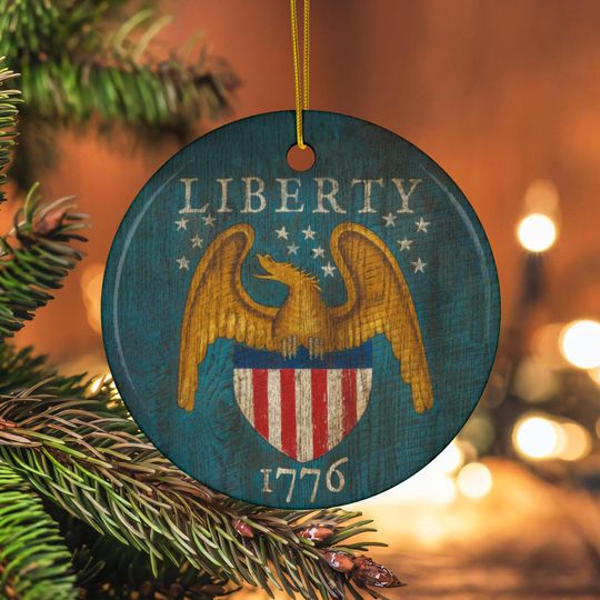 Discover Liberty Eagle 1776 Ceramic Ornament, Vintage Christmas Ornament, 2-Side Print, Patriotic Decoration, Holiday Gift, Holiday Decor Americana