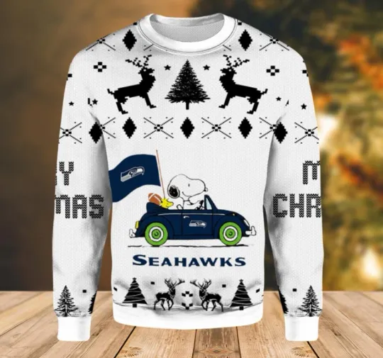 Discover Seattle Seahawk Snoopy Ugly Christmas Sweater