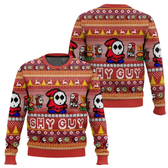 Shy Guy Mario Bros Ugly Christmas Sweater, Gift For Fans, Christmas Gift