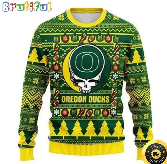 Ncaa Oregon Duck The Intelligence Of The Skull Ugly Sweater, Gift For Fans, Christmas Gift