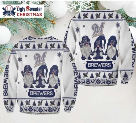 Milwaukee Brewer Ugly Christmas Sweater Fullsize, Gift For Fans, Christmas Gift