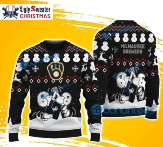 Discover Milwaukee Brewer Snoopy High Five Ugly Christmas Sweater