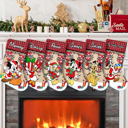 Discover Mickey And Friends Balloon Xmas Stocking, Mickey Mouse Christmas Stockings, Mickey Cartoon Movie Christmas Socks Home Decoration
