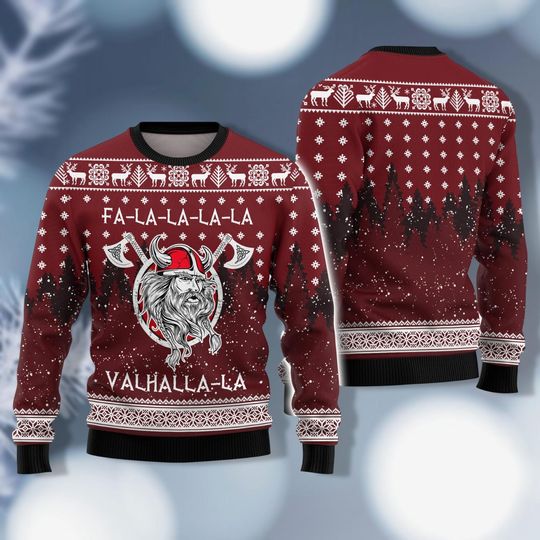 Viking Fa La La La Valhalla La Christmas Sweater, Viking Ugly Sweater, Odin Shirt, Viking Dad Sweater, Funny Viking Christmas Shirt