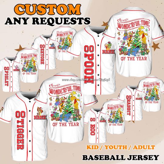 Discover Disneyland Winnie the Pooh Christmas Jersey, The Most Wonderful Time of the Year Jersey, Tigger Eeyore Shirt, Family Trip Matching Gift