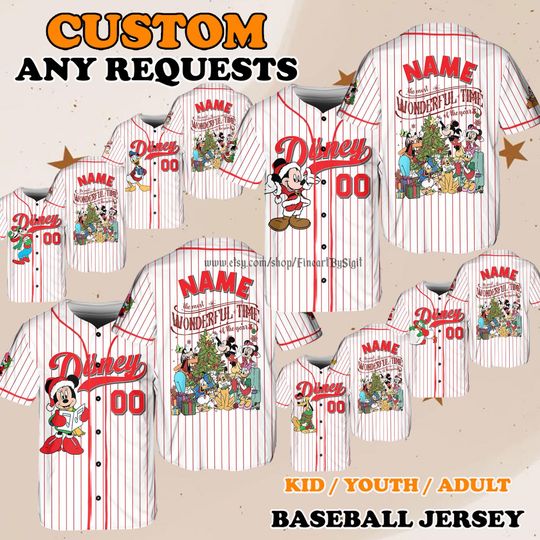 Discover Disney Christmas Jersey, Wonderful Time Mickey and Friends Shirt, Minnie Donald Holiday Outfit, Family Matching Gift for Trip