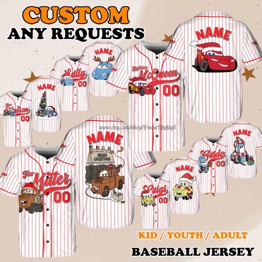 Discover Pixar Cars Christmas Jersey, Lightning McQueen Sally Carrera Jersey, Cars Tow Matter Jersey, Luigi Guido Shirt, Disney Christmas Trip Shirt