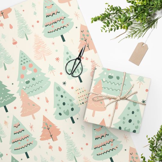 Discover Wrapping Paper, Christmas Trees in Pastel
