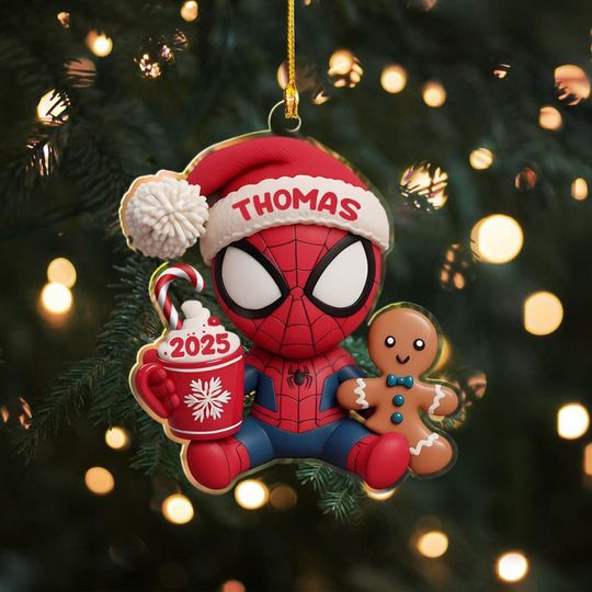 Discover Personalized Spiderman Ornament, Custom Disney Spider Christmas Gift, Christmas Ornament For Kid, 2025 Christmas Tree Decor Gift For Kid