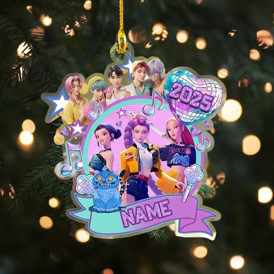 Discover Personalized Name Demon Hunters Ornament, Huntrix Christmas Acrylic Ornament, Decor Gift for Demon Hunter Fan,Huntrix Christmas Ornament