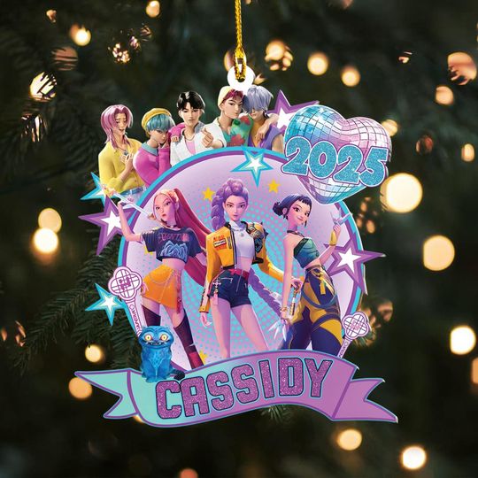 Discover Personalized Name Demon Hunters Ornament, Huntrix Christmas Acrylic Ornament, Decor Gift for Demon Hunter Fan,Huntrix Christmas Ornament