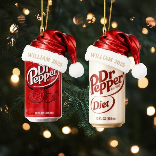 Discover Custom Dr Pepper Ornament 2025, Personalized Name Acrylic Christmas Ornament, Soda Can Holiday Gift, Funny Xmas Tree Decor