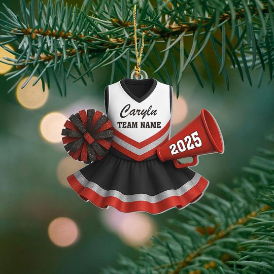 Discover Personalized Cheerleader 2D Flat Ornament, Cheerleading Christmas Ornament, Cheerleader Team Ornament, Cheer Coach Gift, Cheerleader Gift