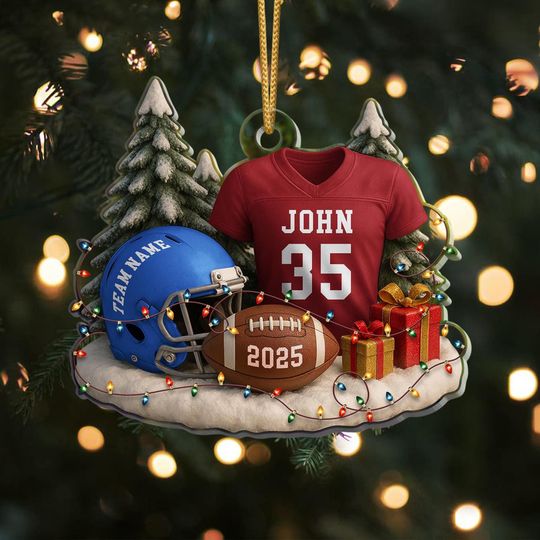 Discover Personalized Football Ornament 2025,Custom Jersey & Helmet Keepsake,Personalized Football Jersey Ornament 2025,Sports Gift for Him