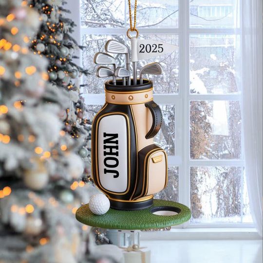 Discover Personalized Golf Bag Ornament, Custom Name Golf Lover Christmas Ornament 2025, Gift for Golf Dad, Gift For Pro Golfer, Golf Club Gift 2025
