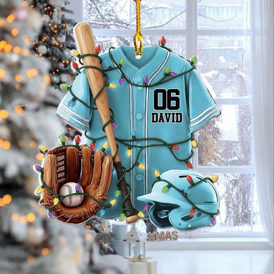 Discover Baseball Ornament, Personalized Baseball Uniform and Helmet Acrylic Christmas Ornament, Custom Baseball Player Ornament, Baseball Team Gift