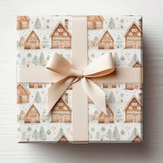 Discover Gingerbread House Wrapping Paper Roll, Cute Gingerbread Wrapping Paper Christmas Gingerbread Houses Gift Wrapping Roll, Modern Gift Wrapping