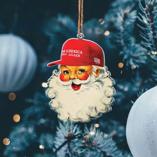 Discover Santa MAGA Hat Ornament, American Santa Claus Christmas Tree Decor,Political Christmas Ornament, Patriotic Holiday,Make American Great Again