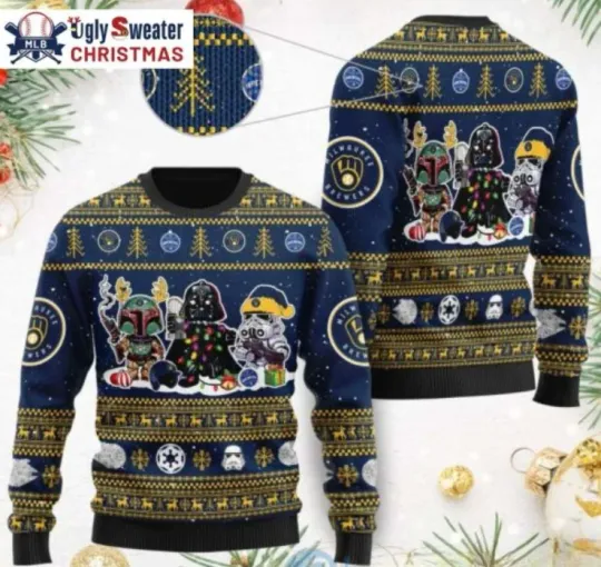 Milwaukee Brewer Star Wars Holiday Ugly Christmas Sweater, Gift For Fans, Christmas Gift