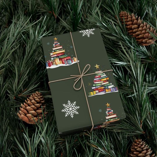 Bookmas Wrapping Paper: Festive Holiday Gift Wrap for Book Lovers, Readers, & Book Club Christmas Party