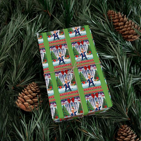 Discover Trump Ill Be Home For Christmas Wrapping Paper, Trump Dance, White House Christmas Paper, Gift Wrap, Christmas Gift paper, MAGA Paper, gift